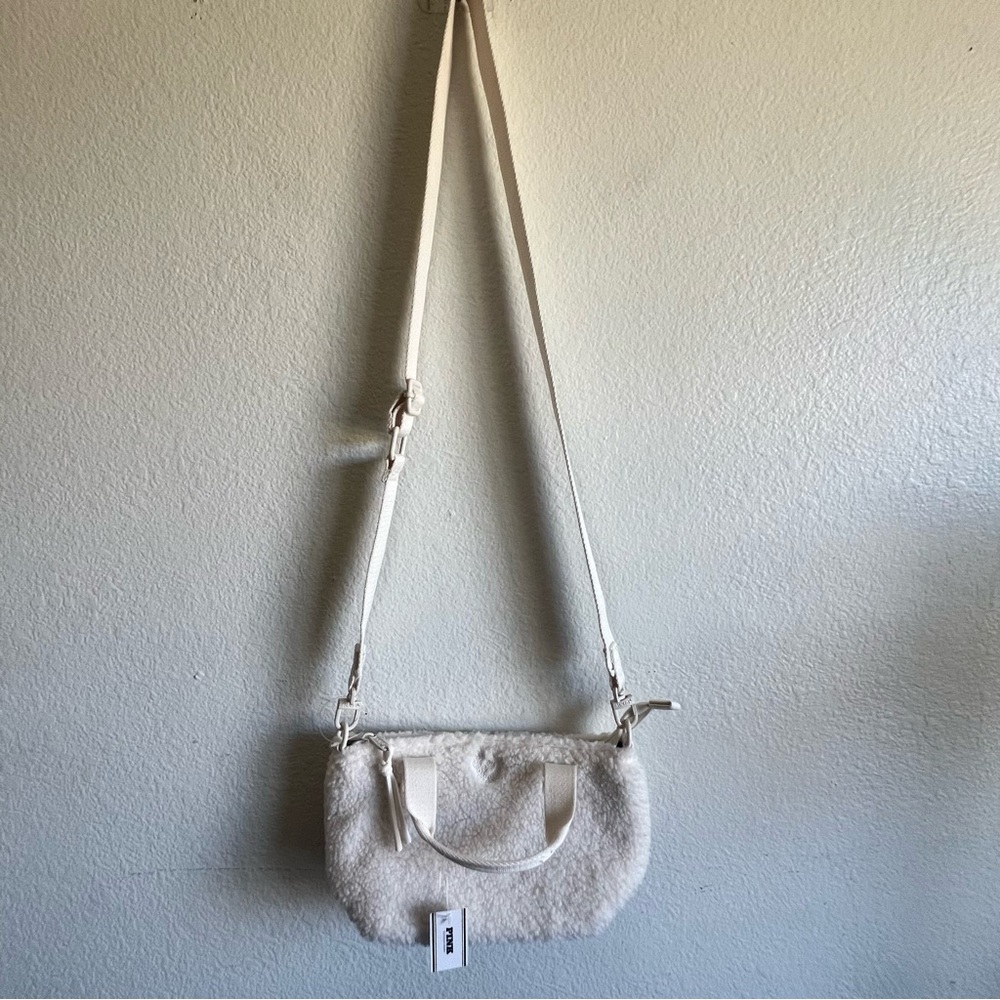 Victoria’s Secret Winter White Plush Teddy Mini Tote Crossbody Bag NWT - Picture 9 of 14